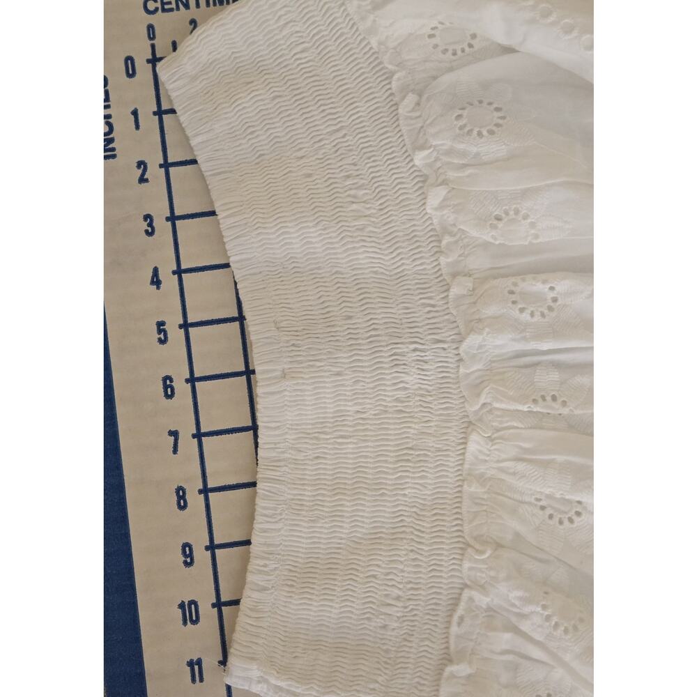 Jennifer & Grace Eyelet Cotton Skirt Women's XS White Smocked Tiered cottage NEW - Picture 8 of 8